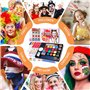 MULEVIP Peinture Visage Corps Kit 41PCS,Palette de Maquillage pour Enfants,Peinture Corporelle,Maquillage pour Le Corps et Peint