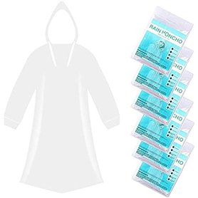 ODSPTER Poncho De Pluie Jetable，6 Pcs ImperméAble，Transparent Emergency Ponchos