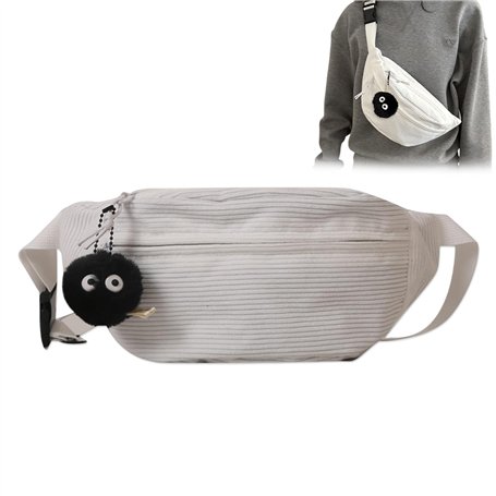 DMNQ Sac Banane Femme en Velours Côtelé - Bandoulière Demi-Lune Avec Sangle Réglable - Ceinture Y2k Pour Toutes les Occasions