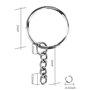 Lot de 70 porte-clés de 25 mm avec chaîne - Anneau fendu DIY - Kit de bricolage - Pour travaux manuels, fabrication de bijoux -