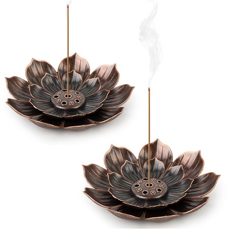 2PCS Porte Encens de Lotus en Laiton