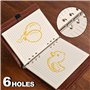 Bidponds Recharge de papier ligné A5, 6 trous pour agenda Filofax A5, feuilles mobiles lignées de 8 mm, 80 feuilles/160 pages, 1
