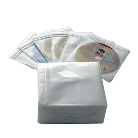 Qirc 100 pièces Pochettes CD-DVD, Pochette Plastique Double Face Standard pour CD, pour classeurs de Rangement de CD et DVD pour Qirc 100 pièces Pochettes CD-DVD