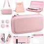 OLDZHU Étui de Transport Rose pour Nintendo Switch - 10 en 1 Accessoires Pack Roses avec Couverture de Protection Dure