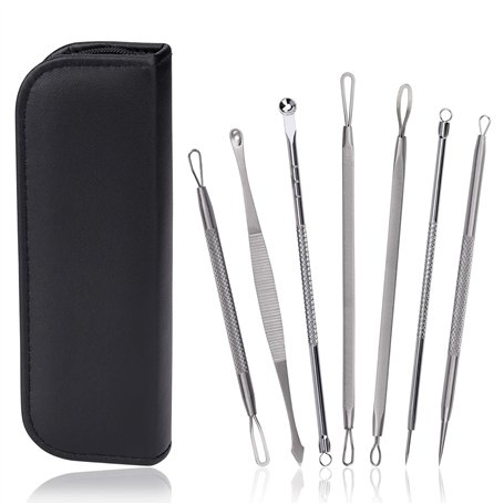 Outil D’extracteur de Point Noir Extracteur d'acné Acier Inoxydable Professionnel Tire Comédons Acné Kit avec Boîte pour Retirer