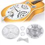 SOULONG Kit d'Accessoires pour Guitare à Résonateur Dobro avec Écrans Soundhole Cordier Pont Araignée Cône de Résonateur Selle