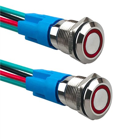 Aiqeer 2 Pièces 12 mm Commutateur Bouton-Poussoir Momentané