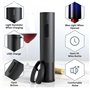 Tire-bouchon électrique pour bouteille de vin - Rechargeable avec coupe-capsule et câble USB - Noir