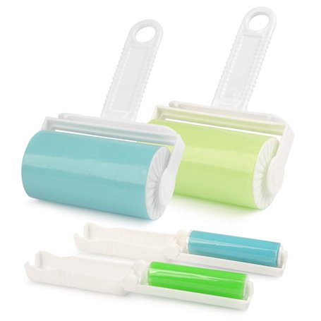 Lot de 4 Rouleaux Anti-Peluches Collant Brosse adhésive Lavable et réutilisable