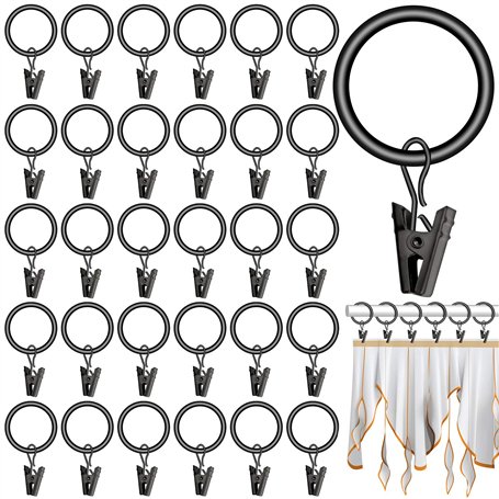 JJQHYC 40 Pièces Anneaux à Pince de Rideau en Metal 25 mm Anneaux pour Tringle à Rideaux Moderne et Elegant
