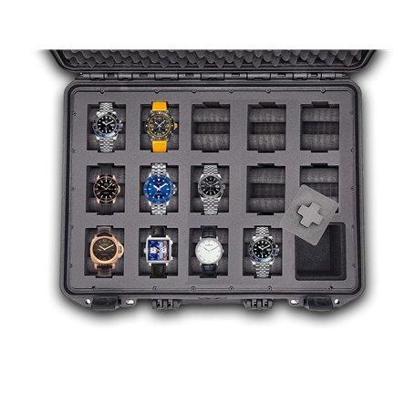 MC-Cases ® Valise de Montres | Valise à Montre pour 14 Montres | Mallette de Transport | Étanche | Verrouillable | Parfait pour