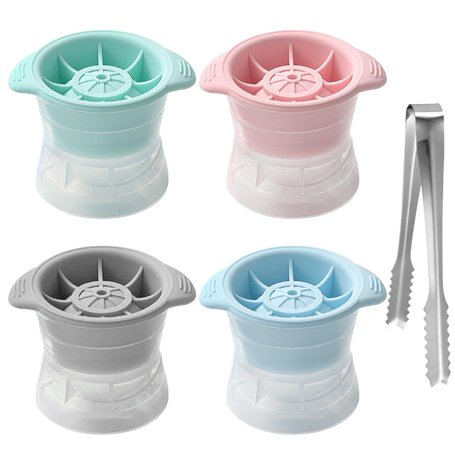 4 Moules À Glaçons Ronds Et 1 Pince À Glace En Acier Inoxydable