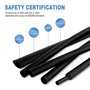 JatilEr Lot de 50 gaines thermorétractables pour isolation électrique, 5 tailles, noir