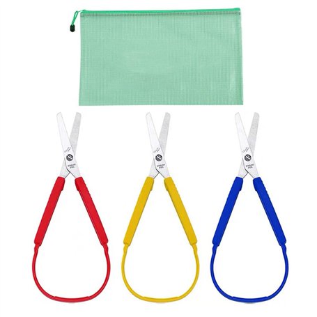 3 Pièces Ciseaux à Boucle Ciseaux à Ouverture Automatique pour Petites Mains et Besoins Spéciaux pour Adulte et Enfants