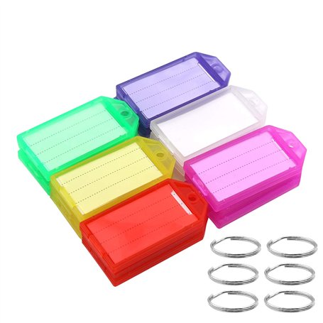 Coideal Porte Clef Etiquette en Plastique - 30 Pièces Porte Clés Étiquettes Couleur Porte Clé Identification et Anneau 6 Couleur