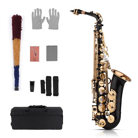summina Saxophone Eb Alto Sax en laiton laqué doré 82Z Key avec gants rembourrés
