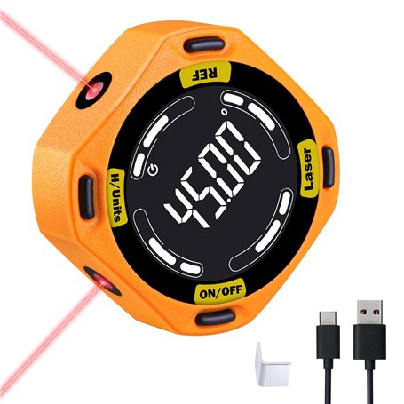 Rapporteur d'angle numérique 5 côtés magnétique avec outil de nivellement laser