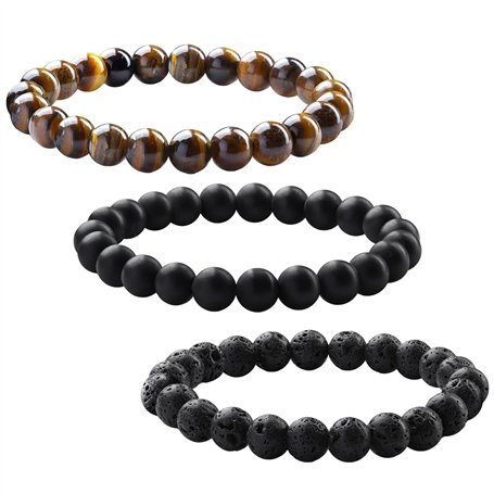 DMNQ 3 Pièces 8mm Bracelet Hommebracelets Pour Homme Bracelet Homme Perle Bracelet Perle Homme Bracelet Pierre Homme Bracelet Oe