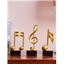 Amoy-Art 3pcs Note de Musique Décor Sculpture Music Figurine Statue Moderne Arts Cadeau Maison Décoration Résine Or 19cm
