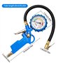 Testeur de pression d'air - Gonfleur de pneu calibré - Accessoire - Plage de mesure du manomètre : 0-16 bar - Longueur du tuyau 