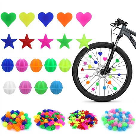 Lot de 246 perles de rayons de vélo colorées - Accessoires de vélo pour enfants - Perles de rayons de vélo réfléchissantes - Déc