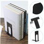 Lot de 2 serre-livres en métal - 80 x 70 x 130 mm - Pour livres, magazines et DVD - Noir - Avec 1 autocollant d'étiquette