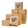 Boîtes en Papier Kraft avec Fenêtre Transparente en Forme de Coeur 30 Pièces Boite Cadeau Vide Petit Boîtes à Gâteaux pour Gâtea