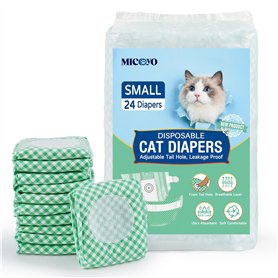 MICOOYO Lot de 24 Couches pour Chiens Femelles, Couches pour Chats Super Absorbantes avec Trous en Mousse Réglables, Pantalons d MICOOYO Lot de 24 Couches pour Chiens Femelles