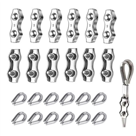 Dfuqanb 24 Pinces De Câble Métallique Duplex En Acier