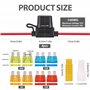 Porte Fusible Étanche 12V-32V Voiture Porte Fusible en Ligne avec 8 Pièces Fusible Plats 5A/10A/15A/20A et 14 AWG Fil pour Camio