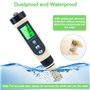 5 en 1 Testeur PH/TDS/EC/Salinité/Thermomètre,PH Mètre Électronique avec Écran LCD,Testeur d'Eau Potable et Alimentaire,Testeur 