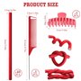 Bigoudis Magiques 40Pcs - Rouleaux Mousse Flexibles pour Cheveux Courts et Longs avec Peigne à Queue et Pince (Rouge)