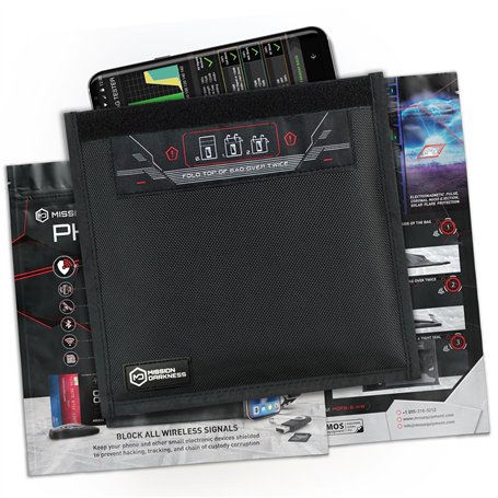 Mission Darkness Sac Faraday sans fenêtre pour téléphones // Blindage d'appareils pour l'application de la Loi et l'armée