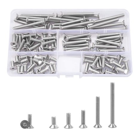 100 Pièces Boulons à Tête Fraisée M5 - Vis à Six Pans Creux en Acier Inoxydable 304