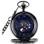 Unendlich U Infinite U Aigle/Ange/Phénix Bleu Chiffre Romains Cadran Mécanique Montre de Poche Squelette en Acier Pendentif Coll