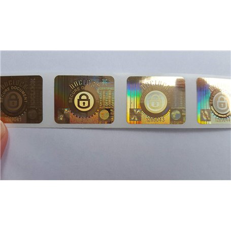 Doclock Lot de 1000 étiquettes holographiques inviolables avec numéro de série non répétitif par étiquette Doré