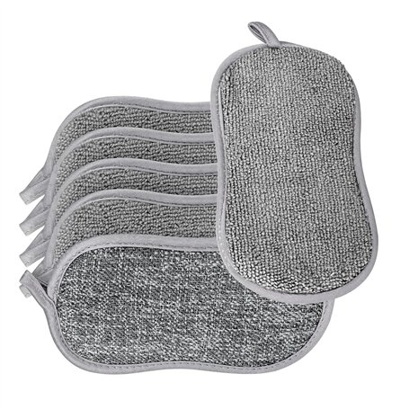 Lot de 6 Éponges Vaisselle Réutilisables Lavables – Éponge Magique en Microfibre Durable