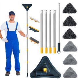 YlYADl Vadrouille de Nettoyage Rotative à 180°,Triangular Mop,Balai Plafond Triangulaire,Serpillère Triangulaire de Nettoyage,Ba YlYADl Vadrouille de Nettoyage Rotative à 180°