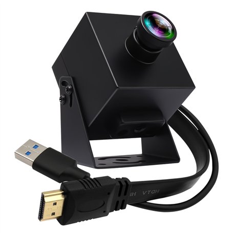 ELP Caméra HDMI 4K USB 3.0 HDMI Sortie simultanée PC 60fps Vidéoconférence 2X Caméra Zoom numérique Objectif 120 degrés sans Dis