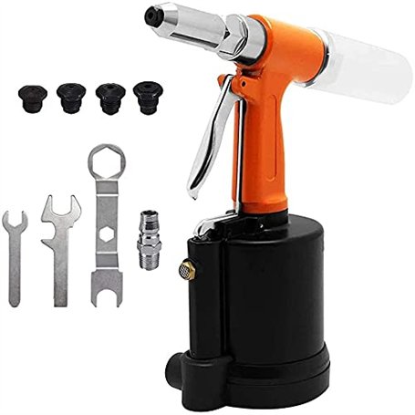Beyondlife Riveteuse à air comprimé Kit de Riveteuse Pneumatique Pistolet à Rivets avec 5 Embouts Buccaux 2