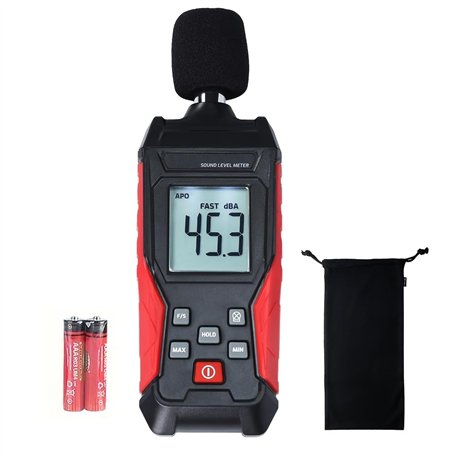 Yiko Sonomètre numérique portable - 35 dB à 130 dB avec écran LCD rétroéclairé - Appareil de mesure - Stockage de données max/mi