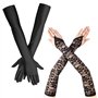 Celiodd Lot de 2 paires de gants longs noirs pour femme - Gants longs noirs - Gants longs noirs en dentelle - Gants sans doigts