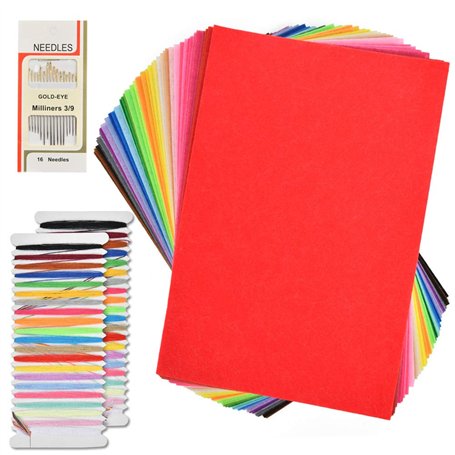50 Pcs Tissu en Feutre TIMESETL 20 x 30 cm 50 Couleurs Feuilles de Feutre Feuilles Tissus Patchwork Feutrine Loisir Creatif Proj