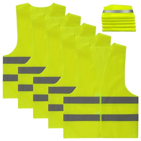 Bangbobi set de 5 gilets de sécurité XXL jaune fluo pour voitures avec bandes réfléchissantes - Gilet de sécurité réfléchissant