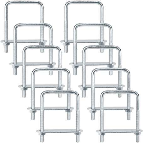 BLUESEABUY 10 Pièces Boulons en U M6 50 x 80 mm Acier Inoxydable U-Boulons avec Écrous et Plaque de Cadre pour Remorque Fixation