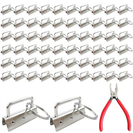 Lot de 60 lanières vierges de 32 mm avec pince pour cordon de serrage - Matériel avec porte-clés - Matériel de porte-clés - Maté