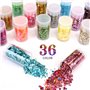 Mélange de paillettes grossières et fines, 36 couleurs - Mélange de paillettes irisées - Paillettes cosmétiques pour le visage, 