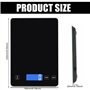 Balance de cuisine numérique - 15 kg/1 g - Rechargeable par USB - Avec écran LED et fonction tare - Avec fond en verre trempé -
