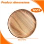 Lot de 2 Assiettes Rondes en Bois d'Acacia de 20 cm - Assiettes de Service Mini - Pour Présentation