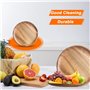 Lot de 2 Assiettes Rondes en Bois d'Acacia de 20 cm - Assiettes de Service Mini - Pour Présentation